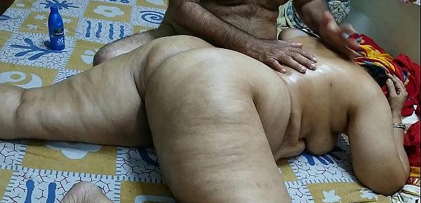  50 YEAR OLD INDIAN  STEP MOM FULL BODY MASSGE BY HER YOUNG 40 YEAR OLD STEP SON